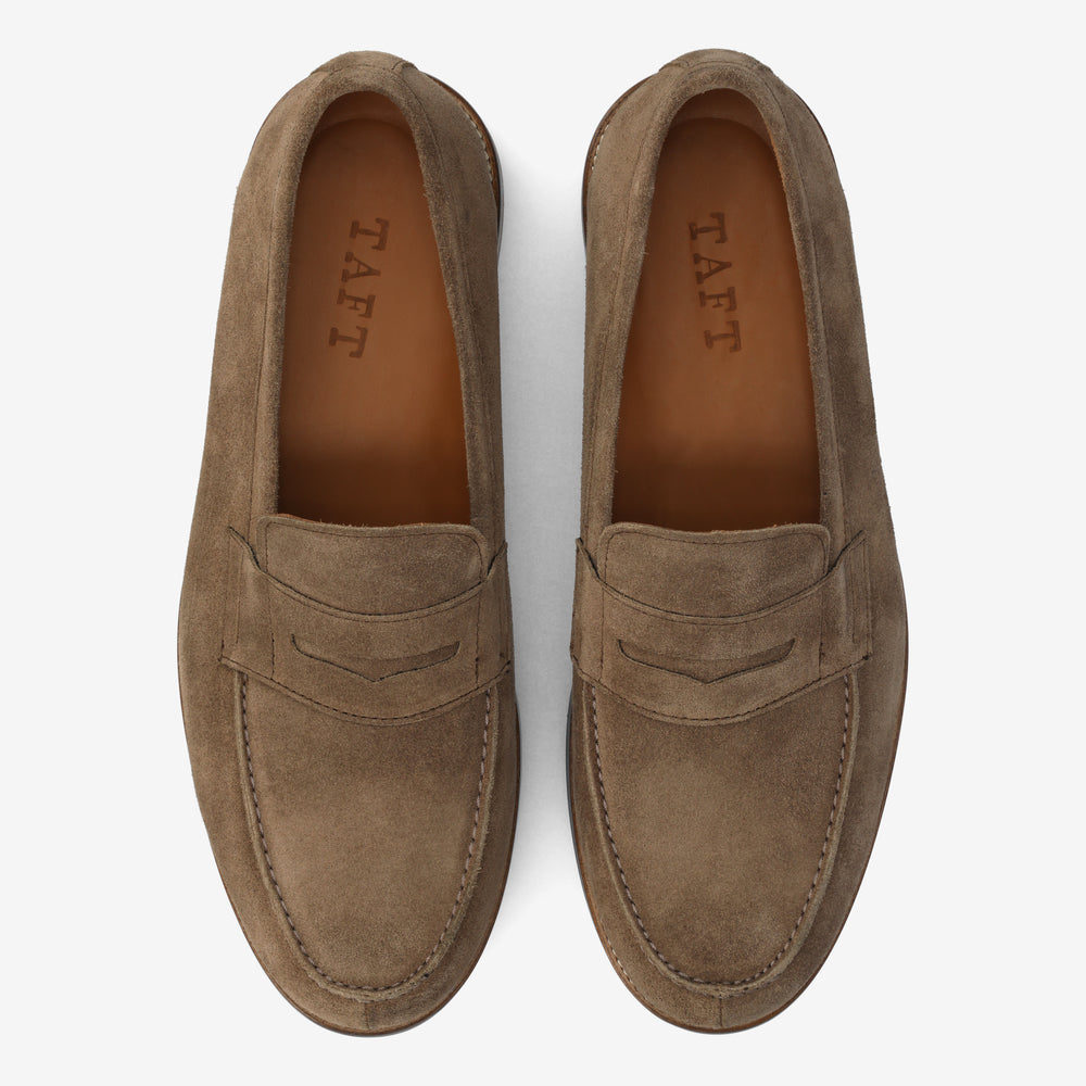 The Sterling Penny Loafer in Taupe Suede