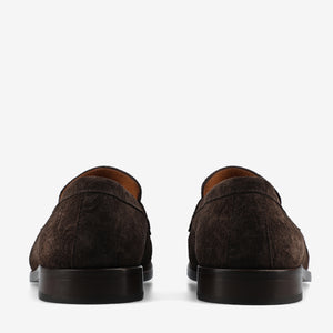 The Sterling Penny Loafer in Brown Floral Suede