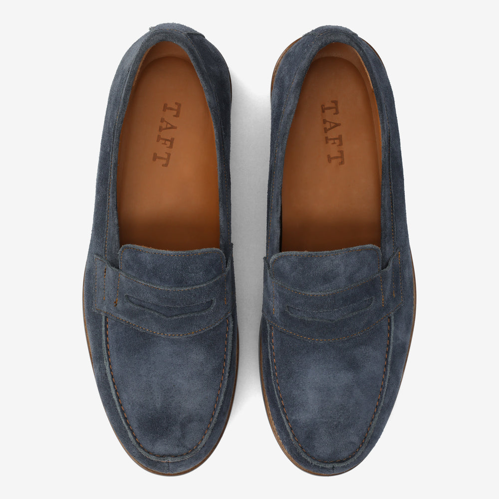 The Sterling Penny Loafer in Washed Blue Suede