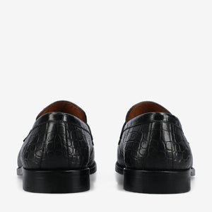 The Sterling Penny Loafer in Black Croco
