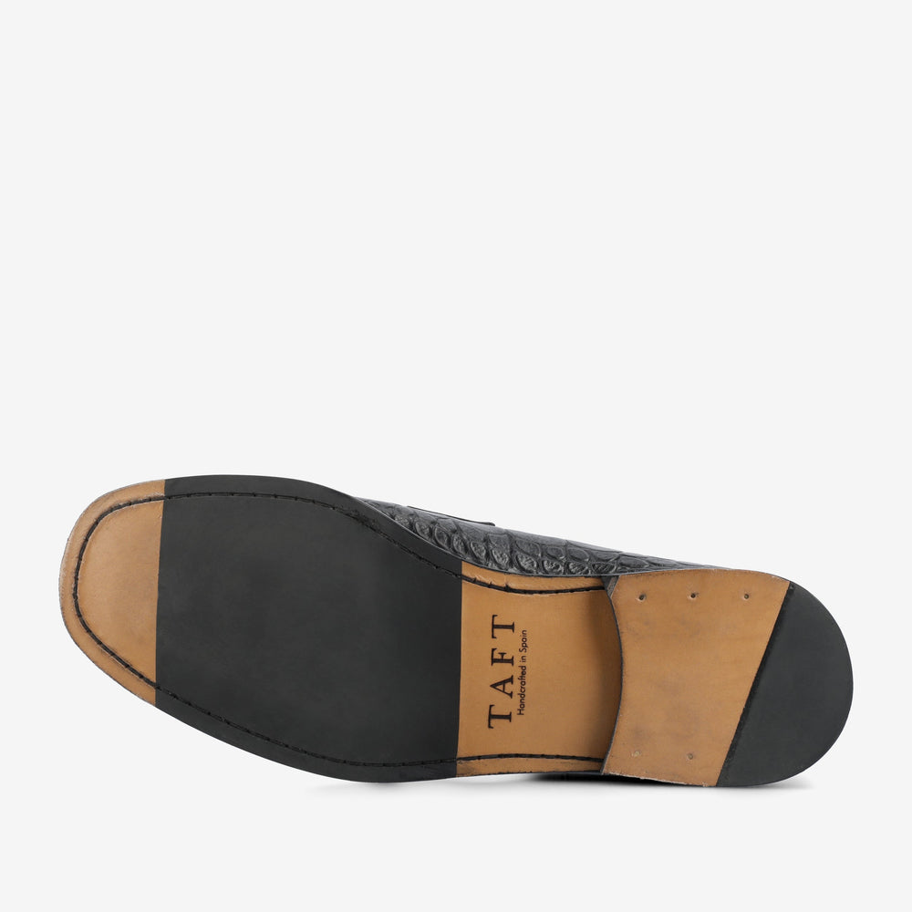 The Sterling Penny Loafer in Black Croco