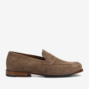 The Sterling Penny Loafer in Taupe Suede