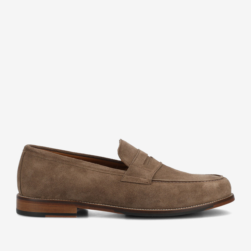 The Sterling Penny Loafer in Taupe Suede