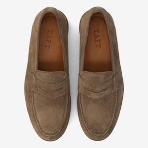 The Sterling Penny Loafer in Taupe Suede