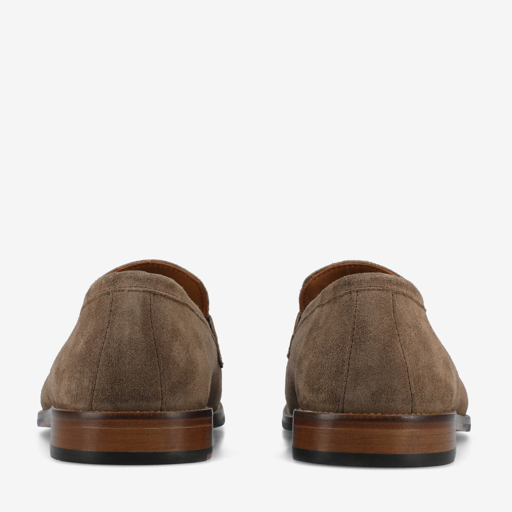 The Sterling Penny Loafer in Taupe Suede