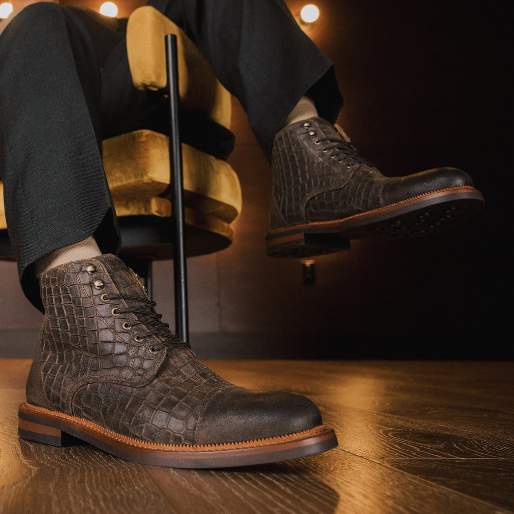 The Rome Boot in Brown Croco