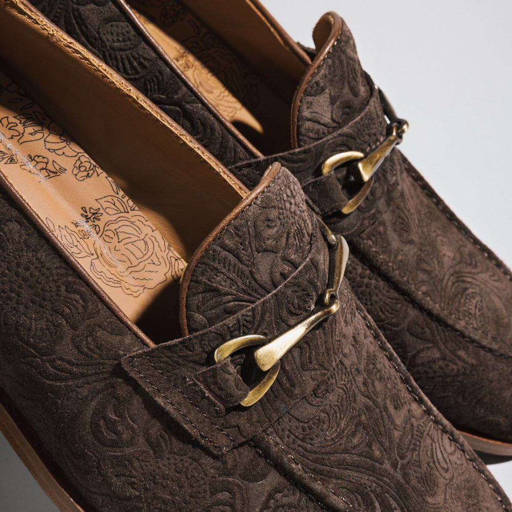 The Russell in Chocolate Floral Suede