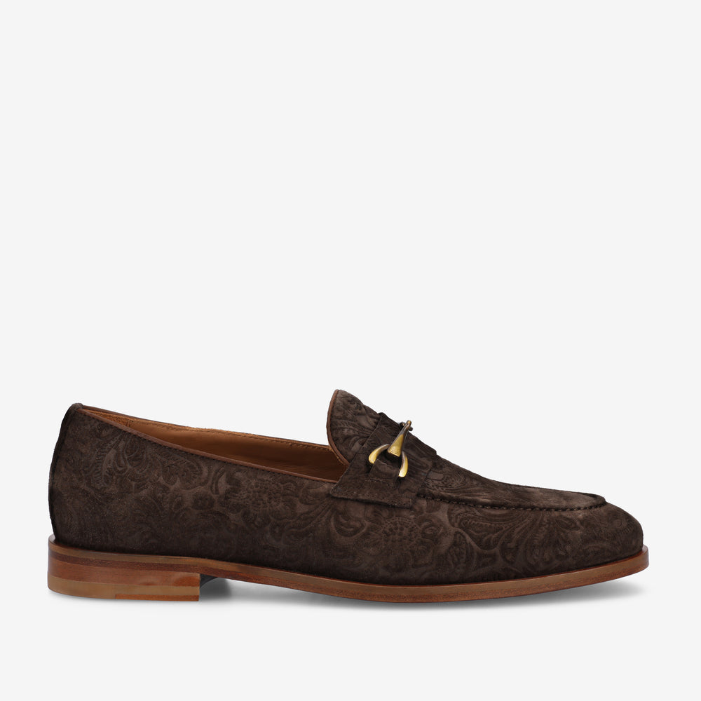 The Russell in Chocolate Floral Suede