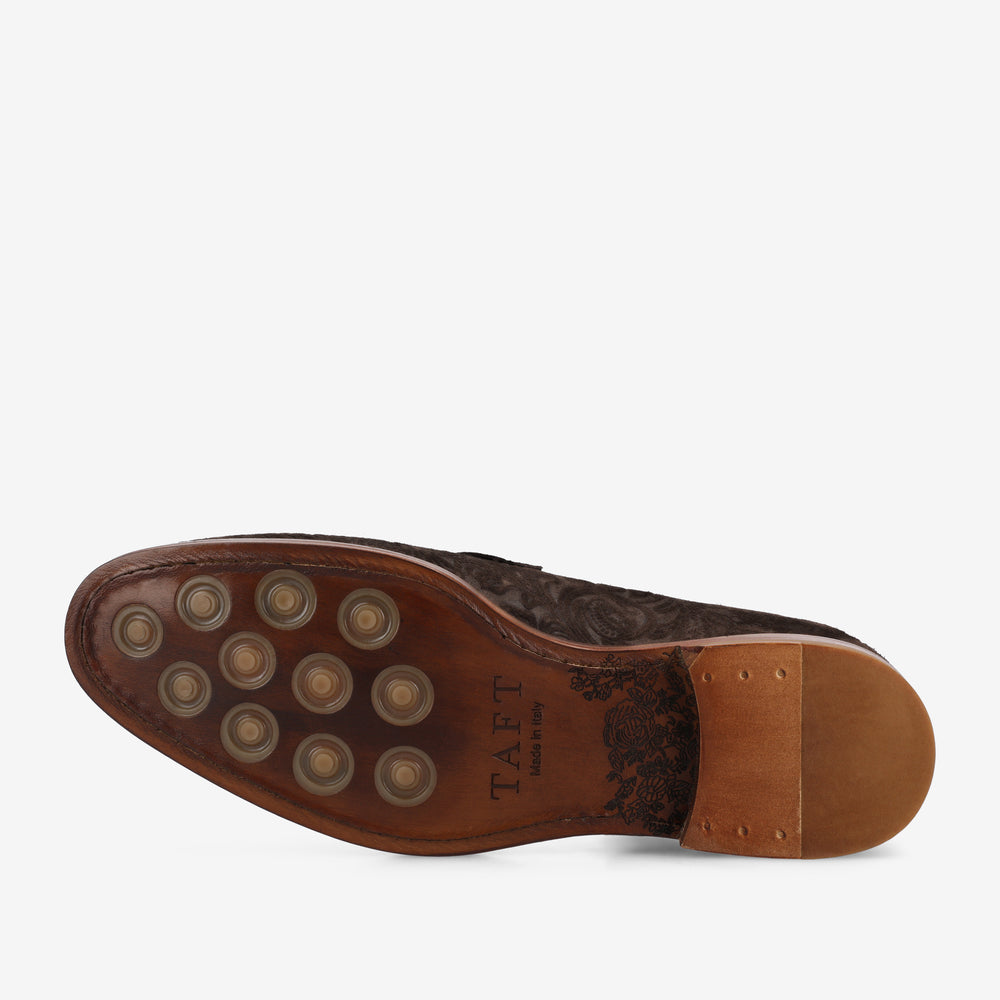 The Russell in Chocolate Floral Suede