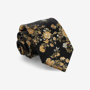 Floral-patterned tie on a light gray background