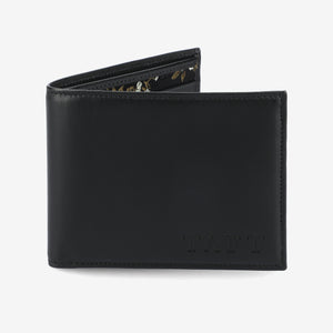 Black leather wallet with 'Taft' branding on a white background