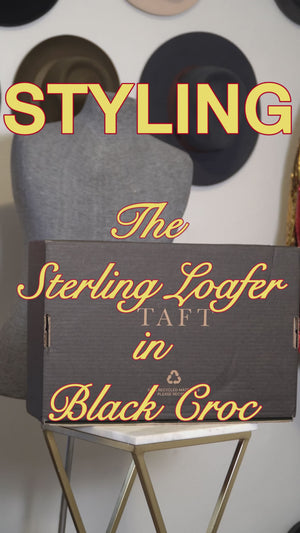 The Sterling Penny Loafer in Black Croco